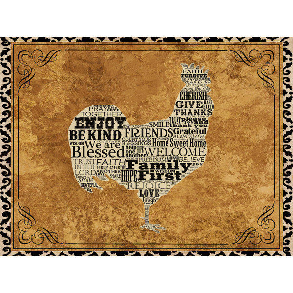 August Grove® Rooster Words On Canvas Print | Wayfair